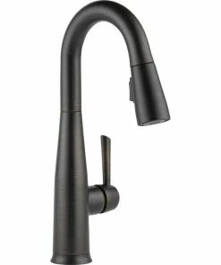 Outlet 🔔 Delta Faucet Delta Essa Pull-Down Bar/Prep Faucet With Touch2O Technology, Venetian Bronze ❤️