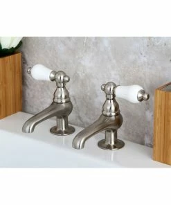 Outlet ✔️ Kingston Brass CC6L Vintage Basin Tap Faucet - Brushed Nickel 🎁 -Moen - shop 0df1562b00ee16ad 7681 w800 h800 b1 p0