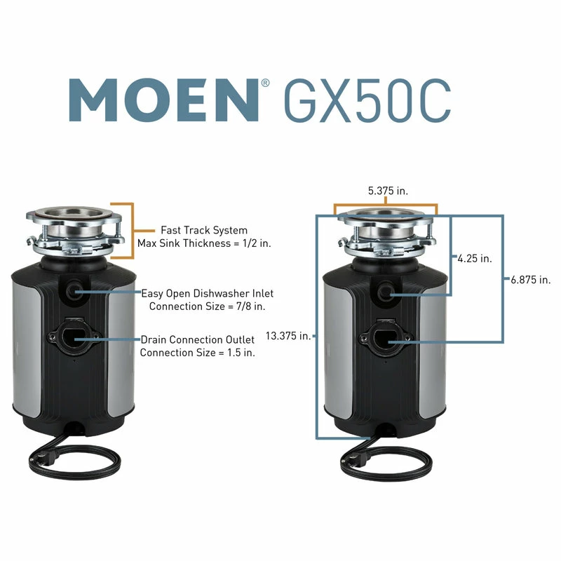 Cheap π― Moen GX50C GX 1/2 HP Continuous Garbage Disposal - Stainless Steel π 4 Cheap π― Moen GX50C GX 1/2 HP Continuous Garbage Disposal - Stainless Steel π - Image 2