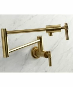 Outlet 🤩 Kingston Brass KS4107ML Milano Wall Mount Pot Filler, Brushed Brass ❤️ -Moen - shop 2611e065013a5768 0472 w800 h800 b0 p0