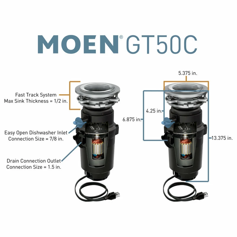 Best Pirce 🔔 Moen GT50C GT Series 1/2 HP Continuous Garbage Disposal - Black ✨ 5 Best Pirce 🔔 Moen GT50C GT Series 1/2 HP Continuous Garbage Disposal - Black ✨ - Image 3
