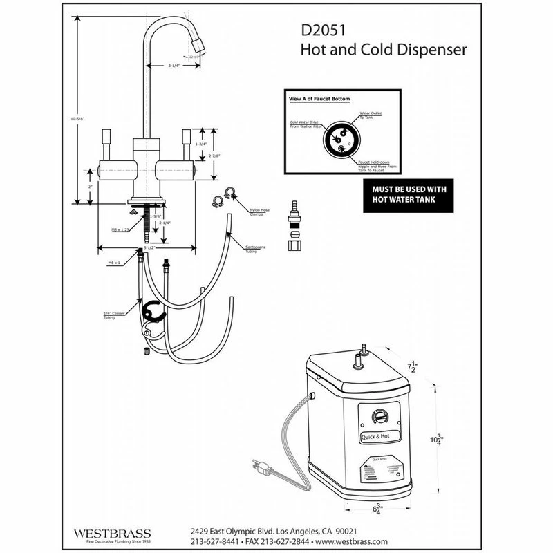 Promo π Westbrass Victorian 9" Hot And Cold Water Dispenser And Tank In Polished Brass π 4 Promo π Westbrass Victorian 9" Hot And Cold Water Dispenser And Tank In Polished Brass π - Image 2
