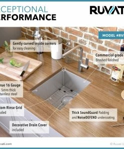 Hot Sale 🥰 Ruvati 14" Undermount Bar Prep Sink Stainless Steel, RVH7114 🔥 -Moen - shop 28418bfa0db0b9bb 7566 w800 h800 b0 p0