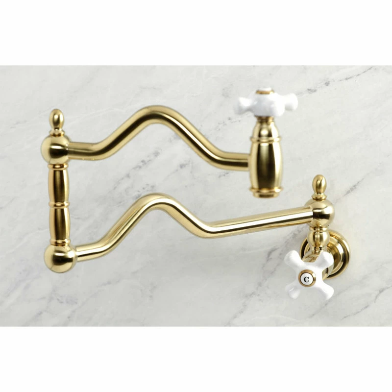 Deals π€© Kingston Brass KS2107PX Heritage Wall Mount Pot Filler, Brushed Brass π₯° 6 Deals π€© Kingston Brass KS2107PX Heritage Wall Mount Pot Filler, Brushed Brass π₯° - Image 4