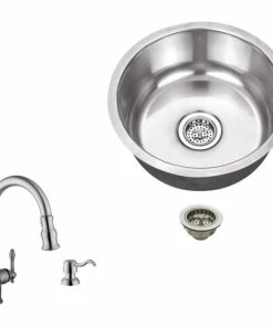 Top 10 ⌛ Magnus Stainless Steel 18-Gauge Single Bowl Round Bar Sink With Arc Kitchen Faucet ❤️