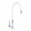 Hot Sale 🛒 Fontana Showers Benevento White Deck Mounted Chrome Brass Kitchen Faucet 💯
