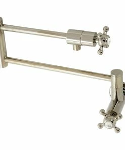 Cheap 🥰 Kingston Brass KS4106BX Metropolitan Wall Mount Pot Filler, Polished Nickel 🔔