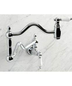 Budget ⌛ Kingston Brass KS2101PL Heritage Wall Mount Pot Filler, Polished Chrome 💯 -Moen - shop 6cd19e4a013a578d 0369 w800 h800 b0 p0