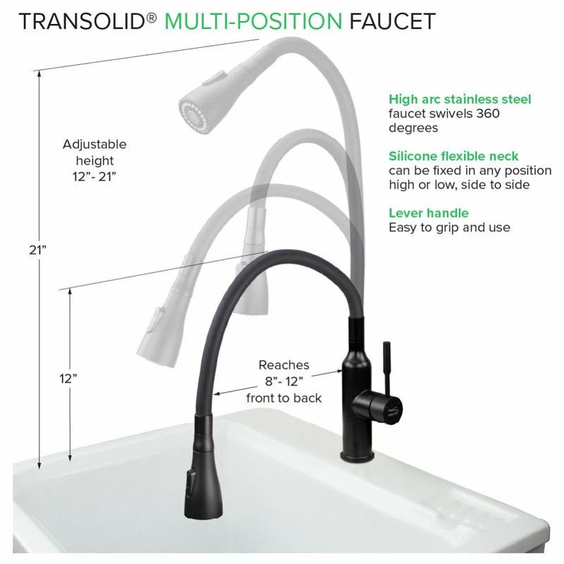 Brand new π Transolid Kitchen/Laundry Faucet With Dual Spray And Flex Neck, Matte Black π 9 Brand new π Transolid Kitchen/Laundry Faucet With Dual Spray And Flex Neck, Matte Black π - Image 7