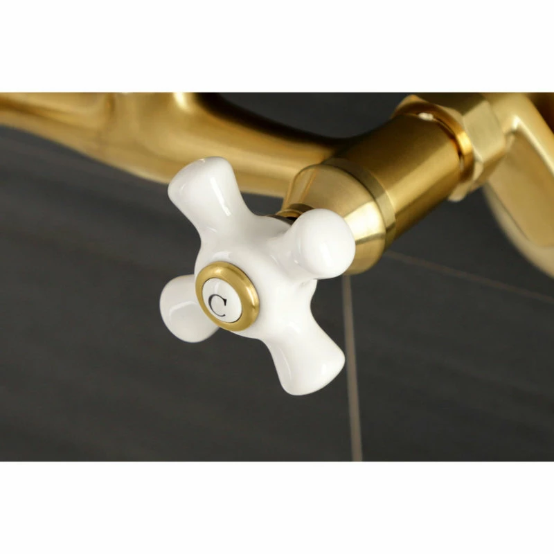 Wholesale π Kingston Brass KS612SB Two-Handle Wall Mount Bar Faucet, Brushed Brass π 4 Wholesale π Kingston Brass KS612SB Two-Handle Wall Mount Bar Faucet, Brushed Brass π - Image 2