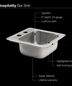 Buy 🌟 Houzer Inc. Houzer 1515-6BS Hospitality 15" Single Basin Drop In 24-Gauge - Stainless Steel 😍 -Moen - shop 7fb1c4970f0797f3 6876 w800 h800 b0 p0
