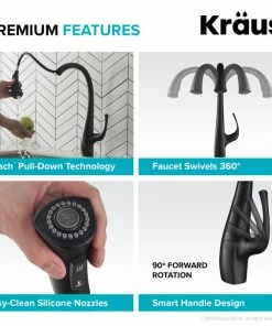 Hot Sale ⌛ Kraus USA, Inc. Ansel 2-Function Pull-Down 1-Handle 1-Hole Kitchen Faucet Matte Black ❤️ -Moen - shop 9041b30100e5e930 5686 w800 h800 b0 p0