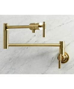 Outlet 🤩 Kingston Brass KS4107ML Milano Wall Mount Pot Filler, Brushed Brass ❤️ -Moen - shop 94012ae5013a576a 0472 w800 h800 b0 p0