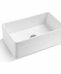 Promo 🌟 Hardware Supply Source 30" White Fireclay Farmhouse Single Bowl Kitchen Sink-Reversible 🌟