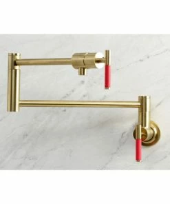 Promo 🔥 Kingston Brass KS4107CKL Kaiser Wall Mount Pot Filler Faucet, Brushed Brass 🔔 -Moen - shop 9bc1690d013a5663 0446 w800 h800 b0 p0