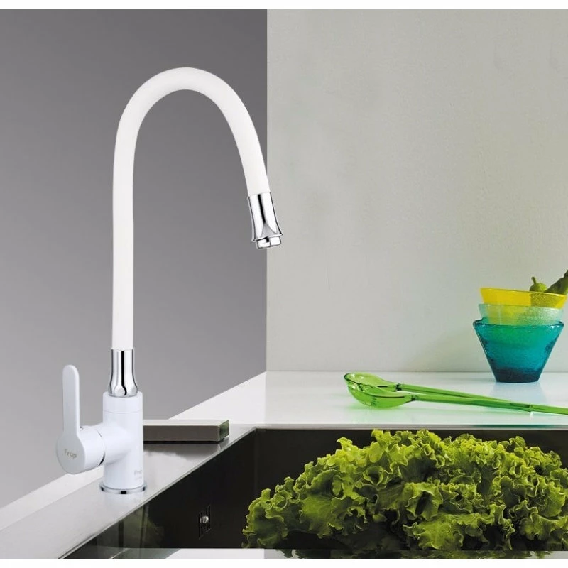 Hot Sale π Fontana Showers Benevento White Deck Mounted Chrome Brass Kitchen Faucet π― 9 Hot Sale π Fontana Showers Benevento White Deck Mounted Chrome Brass Kitchen Faucet π― - Image 7
