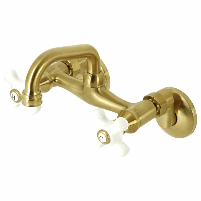 Wholesale π Kingston Brass KS612SB Two-Handle Wall Mount Bar Faucet, Brushed Brass π 3 Wholesale π Kingston Brass KS612SB Two-Handle Wall Mount Bar Faucet, Brushed Brass π