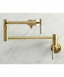 Promo 🔥 Kingston Brass KS4107CKL Kaiser Wall Mount Pot Filler Faucet, Brushed Brass 🔔 -Moen - shop b781deb6013a566a 0446 w800 h800 b0 p0