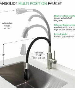New ❤️ Transolid Kitchen/Laundry Faucet With Dual Spray And Flex Neck, Brushed Nickel/ 🧨 -Moen - shop bef1b2a400bf8b5c 9256 w800 h800 b1 p0