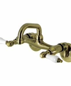 Cheap ⭐ Kingston Brass KS512AB Two-Handle Wall Mount Bar Faucet, Antique Brass 🔔