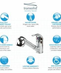 Best deal 🔔 Transolid Laundry Faucet With Pull-Out Spray, Polished Chrome 🔔 -Moen - shop d6d17da80e4567d1 5263 w800 h800 b1 p0