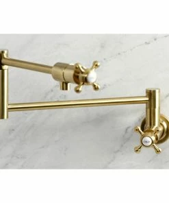 Wholesale 🎉 Kingston Brass KS4107BX Metropolitan Wall Mount Pot Filler, Brushed Brass ✔️ -Moen - shop d881447d013a582a 0528 w800 h800 b0 p0