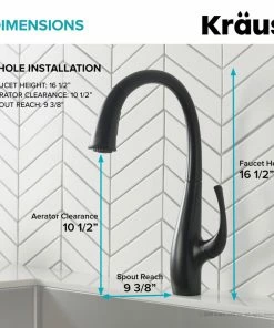 Hot Sale ⌛ Kraus USA, Inc. Ansel 2-Function Pull-Down 1-Handle 1-Hole Kitchen Faucet Matte Black ❤️ -Moen - shop e6d11a7900e5e924 5686 w800 h800 b0 p0