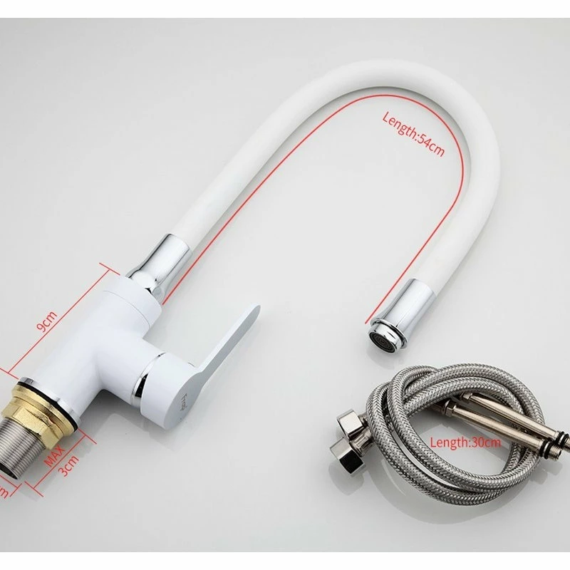 Hot Sale π Fontana Showers Benevento White Deck Mounted Chrome Brass Kitchen Faucet π― 11 Hot Sale π Fontana Showers Benevento White Deck Mounted Chrome Brass Kitchen Faucet π― - Image 9