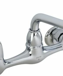 Best Pirce 🛒 Delta Faucet Delta 2-Handle Blade Wall Mount Tubular Swing Spout Sink Faucet, Chrome 🤩