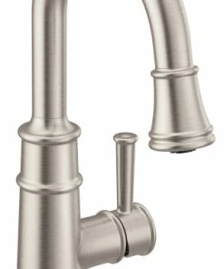 Top 10 🧨 Moen 6260 Belfield 1.5 GPM 1 Hole Pull Down Bar Faucet - Spot Resist Stainless 😀