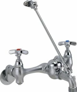 Best Pirce 😉 Delta Faucet Delta 2-Hole Wall Mount Service Sink Faucet Double Cross Handle, Rough Chrome 🔔